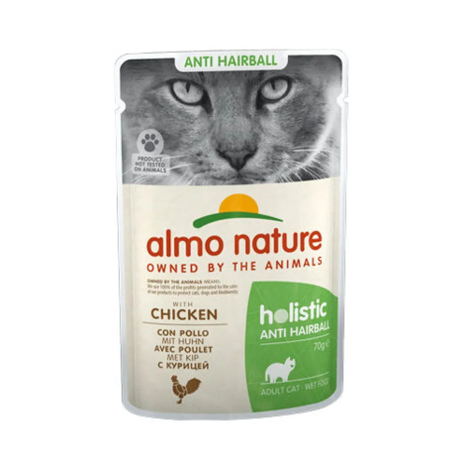 Almo Nature Cat Anti-Hairball Kattenvoer - Maaltijdzakje - Kip