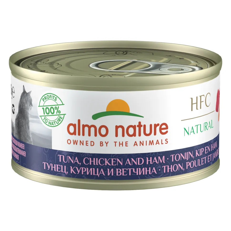 Almo Nature HFC 70 Kattenvoer - Blik - Tonijn, Kip en Ham