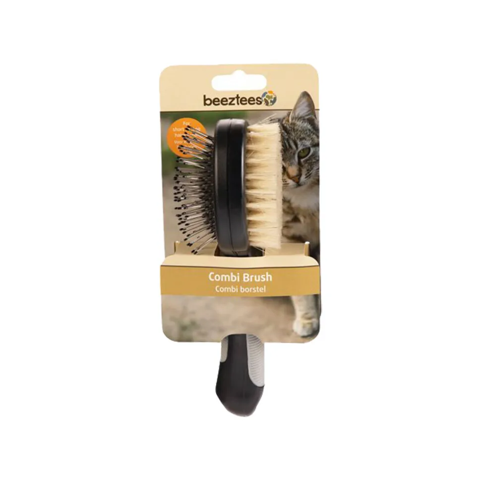 Beeztees Combi Borstel - Kat - Zwart / Grijs