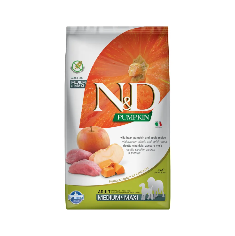 Farmina N&D Pumpkin Wild Zwijn en Appel Adult Dog Medium & Maxi