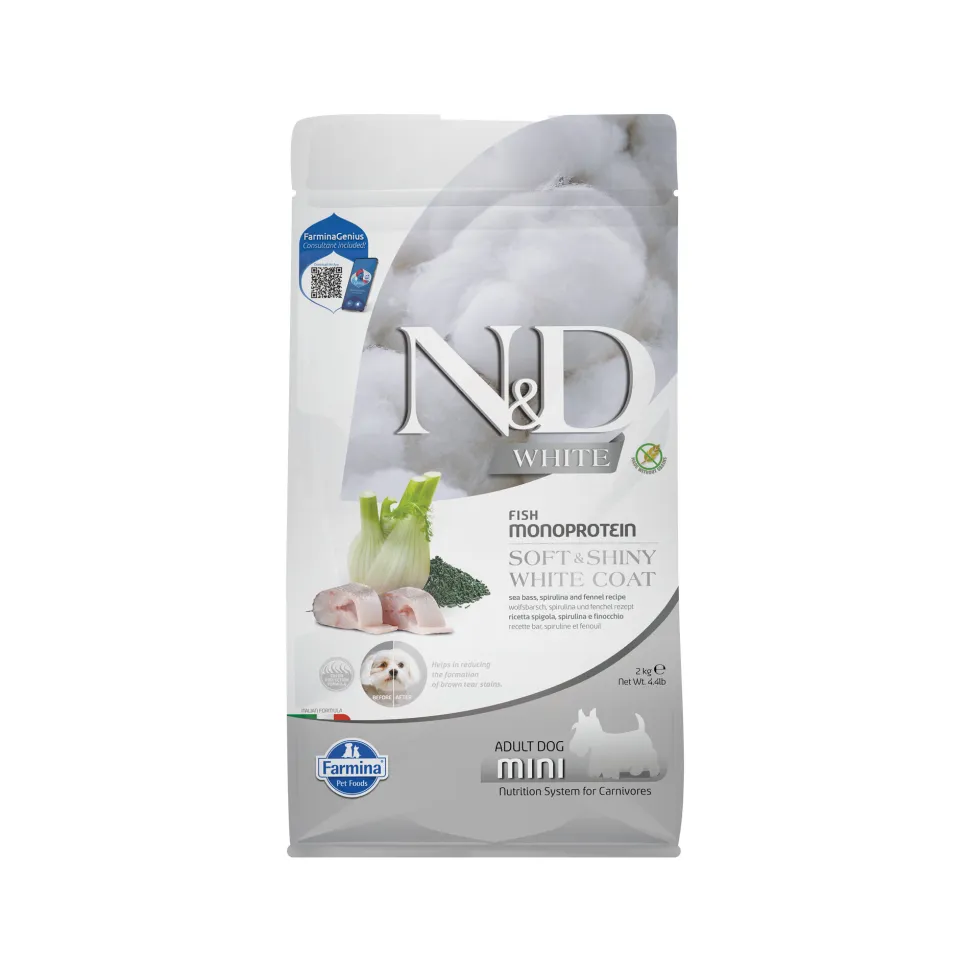Farmina N&D White Adult Mini Hondenvoer - Sea Bass, Spirulina and Fennel