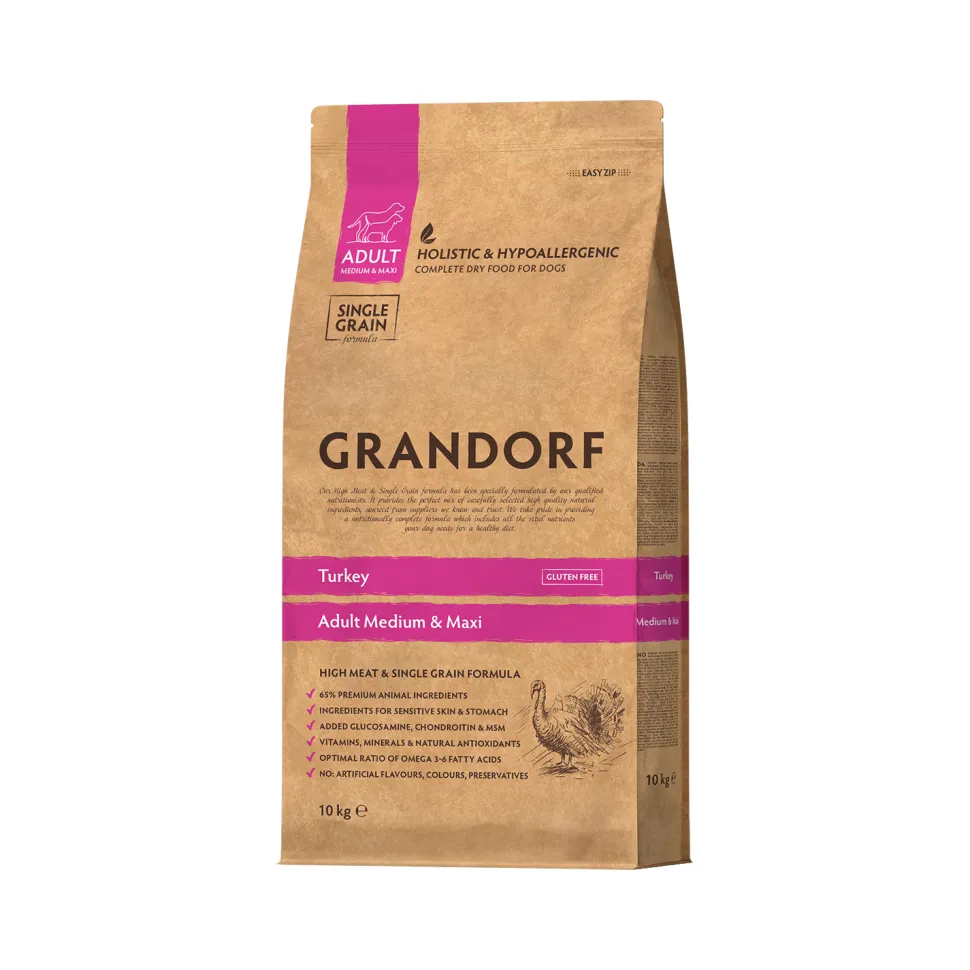 Grandorf Medium & Maxi Breeds Adult - Kalkoen - Hondenvoer