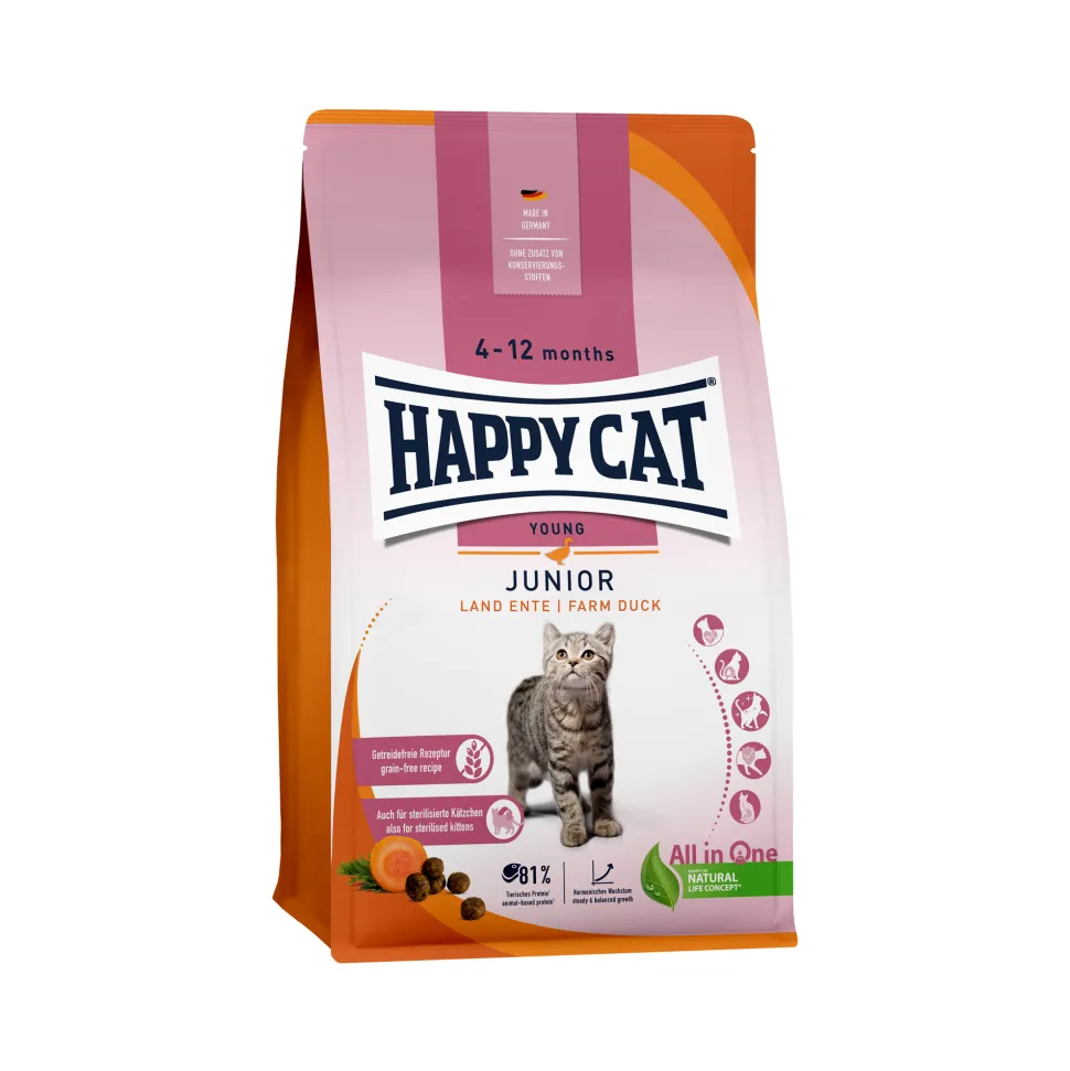 Happy Cat Junior Kattenvoer - Eend