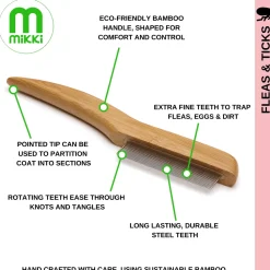 Mikki Bamboo Anti-Klit en Anti Vlooien Kam