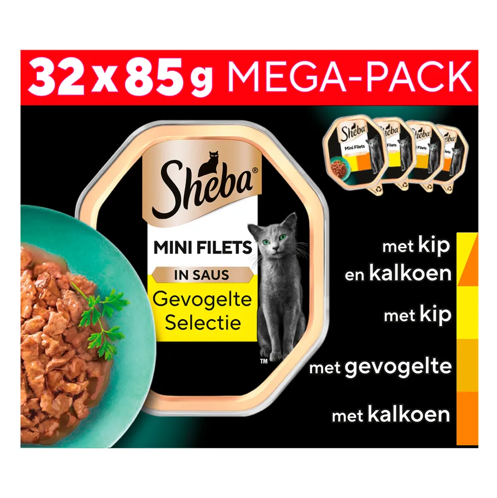 Sheba Mini Filets in saus - Gevogelte Selectie - Maaltijdkuipjes