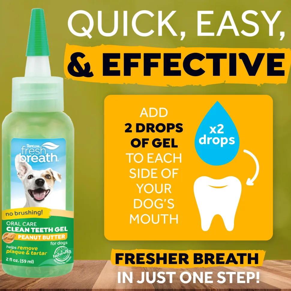 TropiClean - Fresh Breath OralCareGel Kit Peanut Butter - Dog