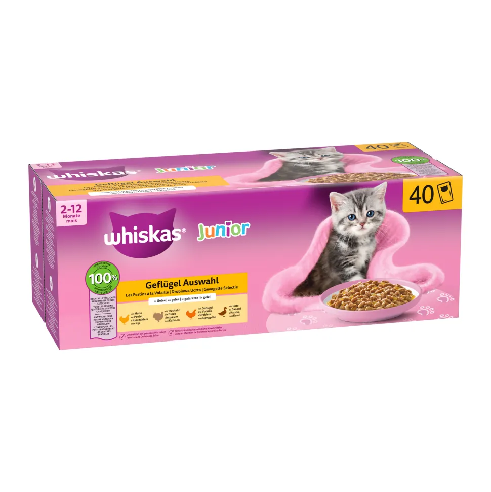 Whiskas Junior Gevogelte Selectie in Gelei - Multipack