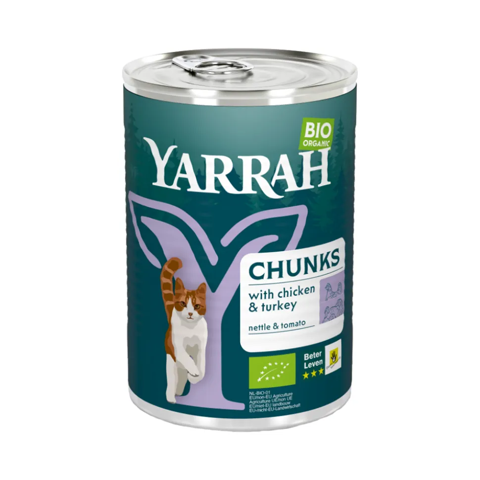 Yarrah - Natvoer Kat Blik Chunks met Kip & Kalkoen Bio