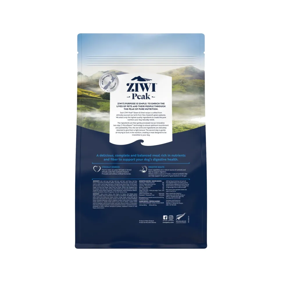 Ziwi Peak Steam & Dried hondenvoeding - Lam